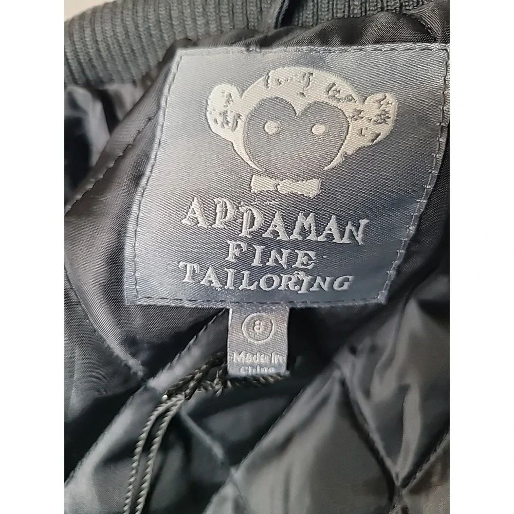 Appaman Tailoring Winter Coat Boys Size 8 Dark Gray‎ Lined Zipper Snap Jacket